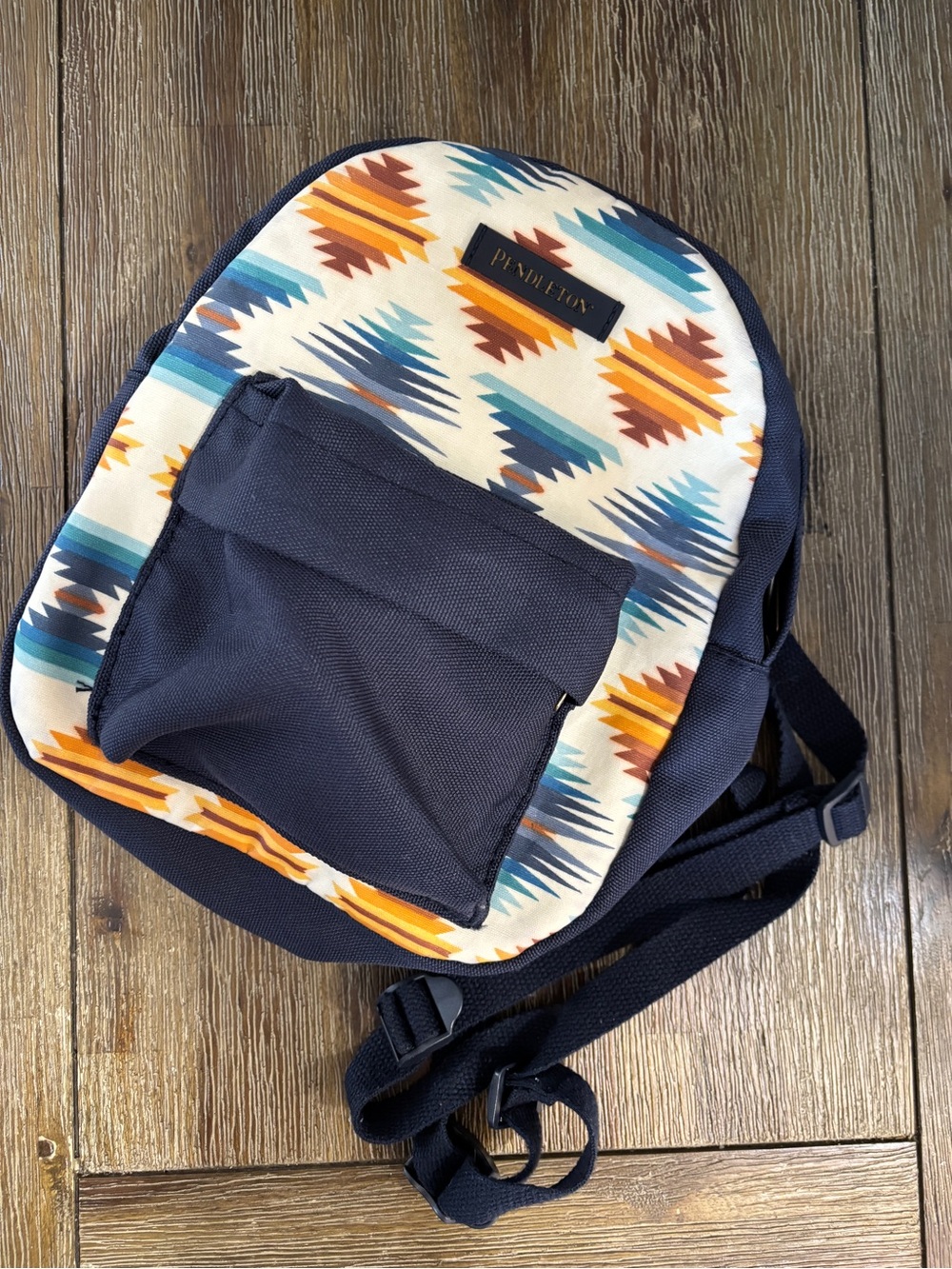 Pendleton Navy & Teal Aztec Pattern Backpack - Picture 3 of 4